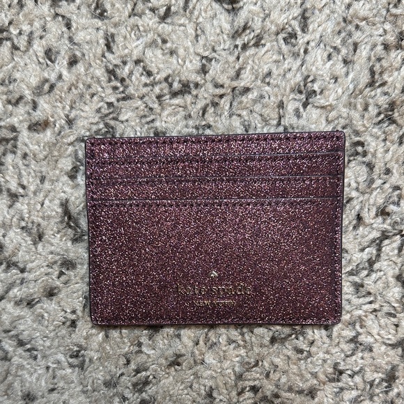Kate Spade Burgundy Glitter Card Holder - Picture 1 of 4